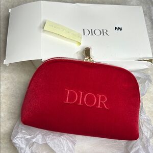 144 Dior Dome Velvet Red Pouch